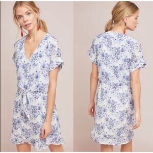 Cloth & Stone/ Anthropologie Vivian Blue and White Floral Dress